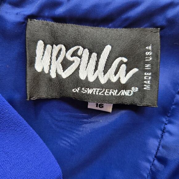 Ursula of Switzerland VTG 90s Blue Embroidered Dress 16 Gown Prom Regency USA - Picture 8 of 12